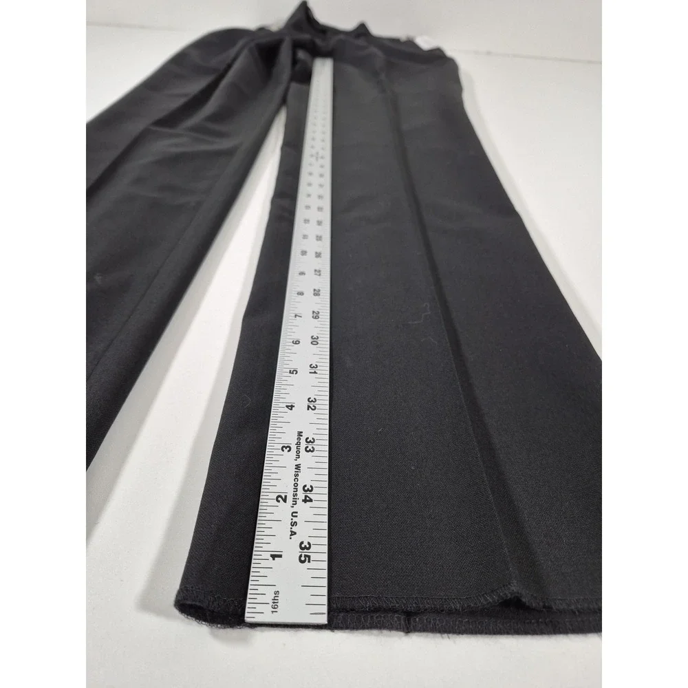 Dress Pants Mens 34x36 Black Super 120 Wool Flat Front Adjustable Waist Unhemmed